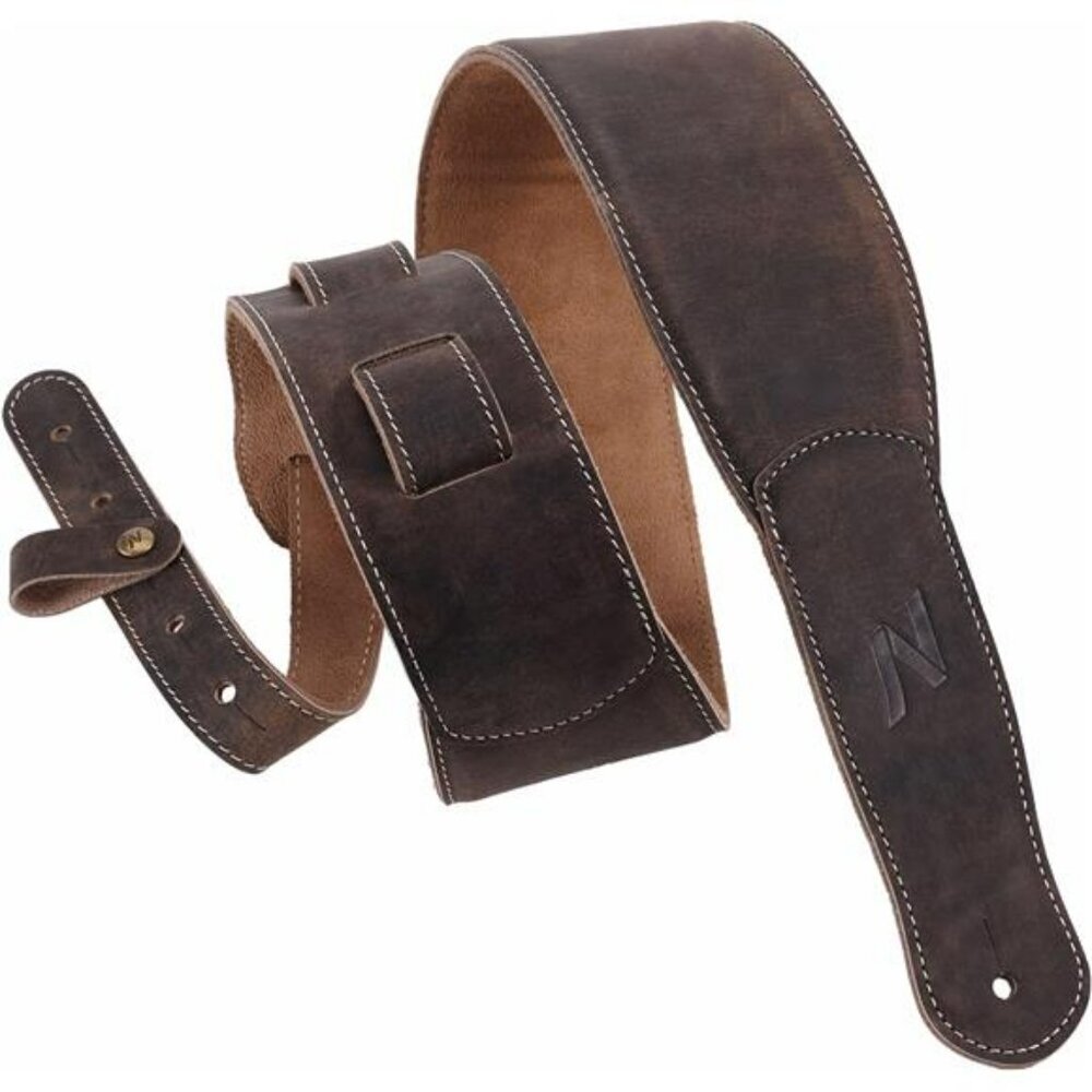 Leather guitar strap padded non slip adjustable for acoustic bass electric use